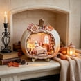 thumbnail image 3 of Ouuluon 2D Cute Ghost Pumpkin Mini House Light Ornament, Fall Halloween Miniature Scene Decor for Desktop Display, 3 of 6
