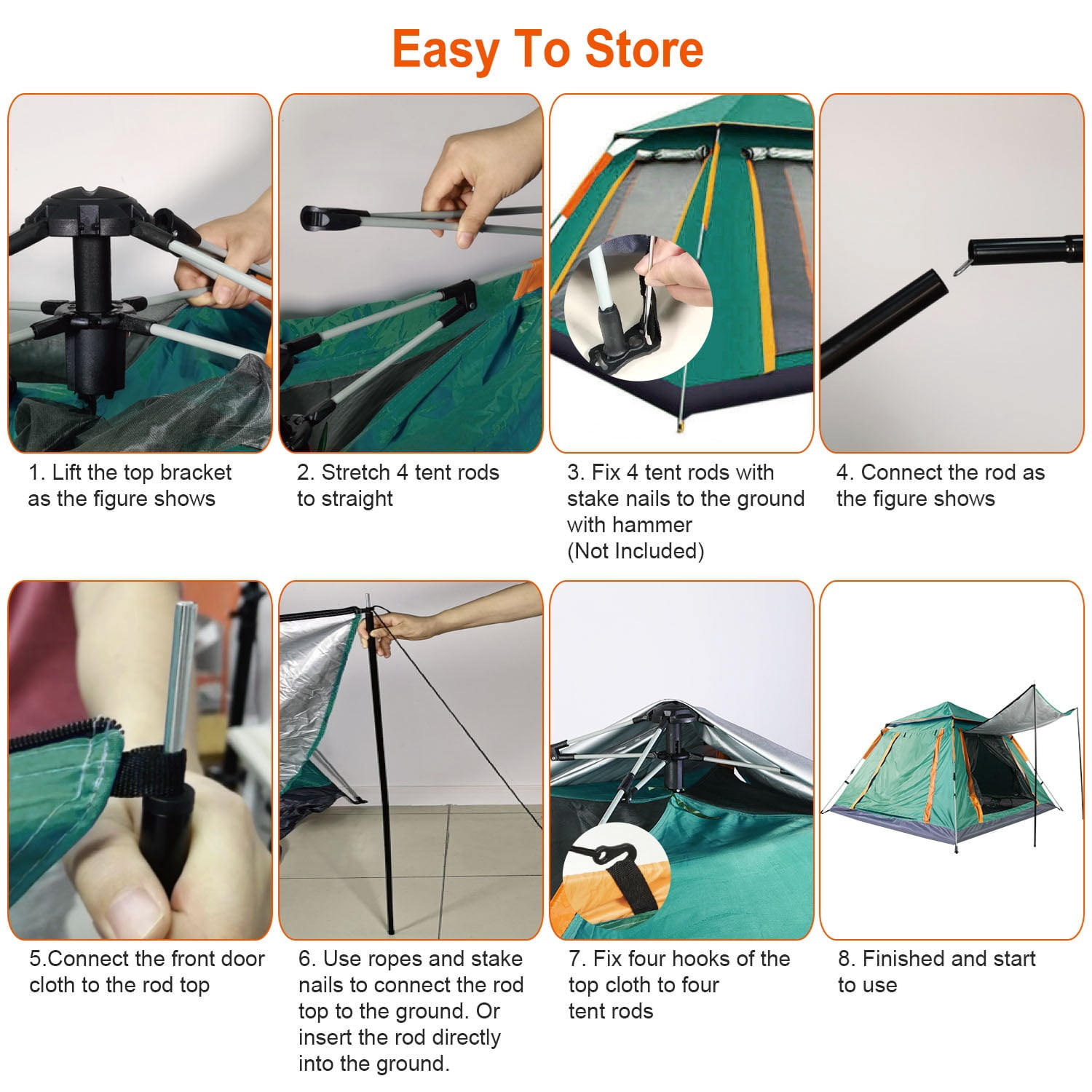 60-Second Setup 4-5 Person Family Camping Tent - Lightweight Portable Dome Tent with Dual Mosquito Net Windows, Waterproof Rainfly for Outdoor, Hiking & Backpacking,Green