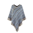 thumbnail image 5 of LYXSSBYX Womens Long Sleeve Dress Hot Sale Womens Tops 2022 New Fashion Autumn Winter Contrasting Stripe Tassel Cloak Shawl Tops, 5 of 9