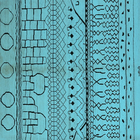 Ahgly Company Indoor Square Oriental Light Blue Industrial Area Rugs, 8' Square