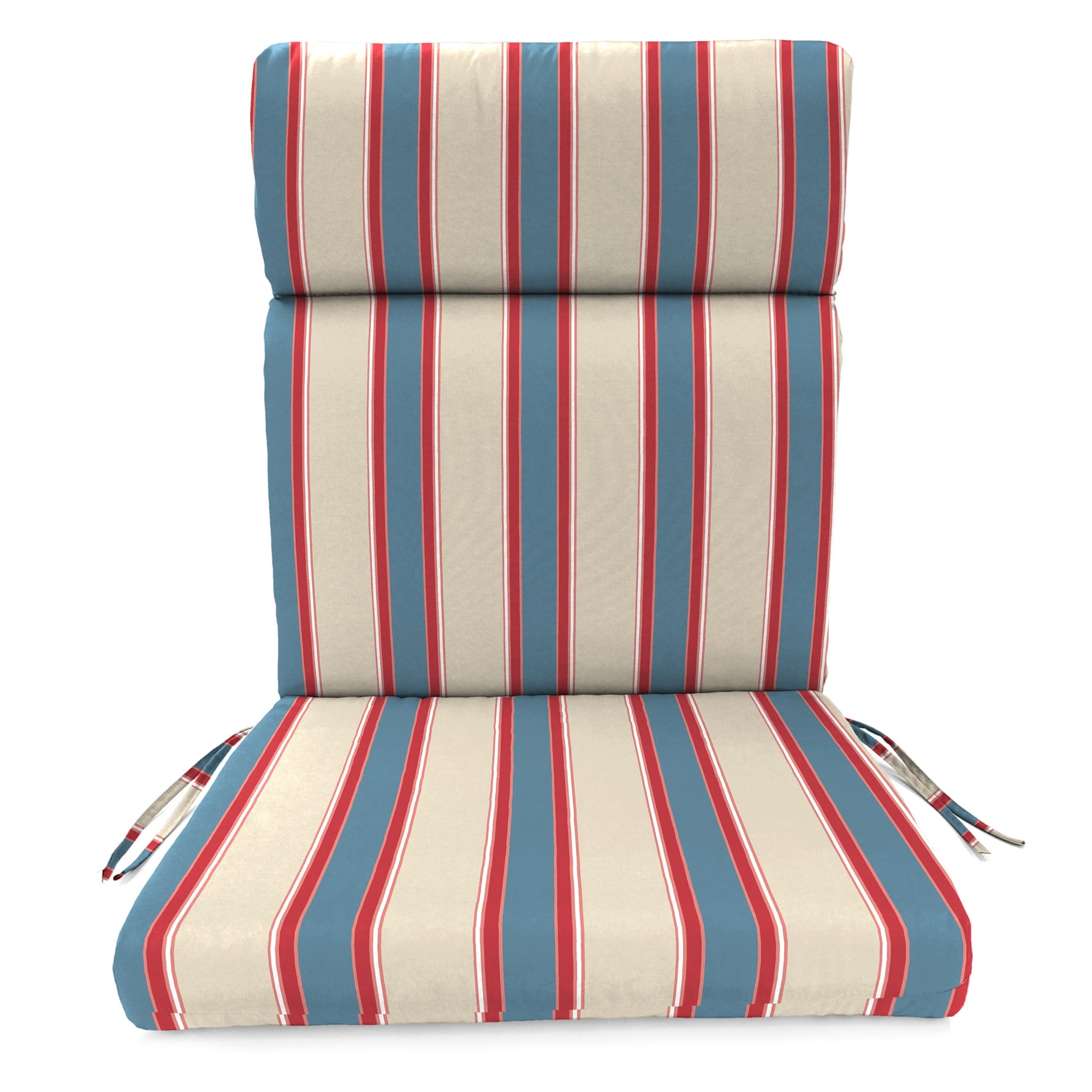 Jordan Manufacturing 44" x 22" Sanders Ravine Multicolor Stripe Rectangular Outdoor Chair Cushion with Ties and Hanger Loop