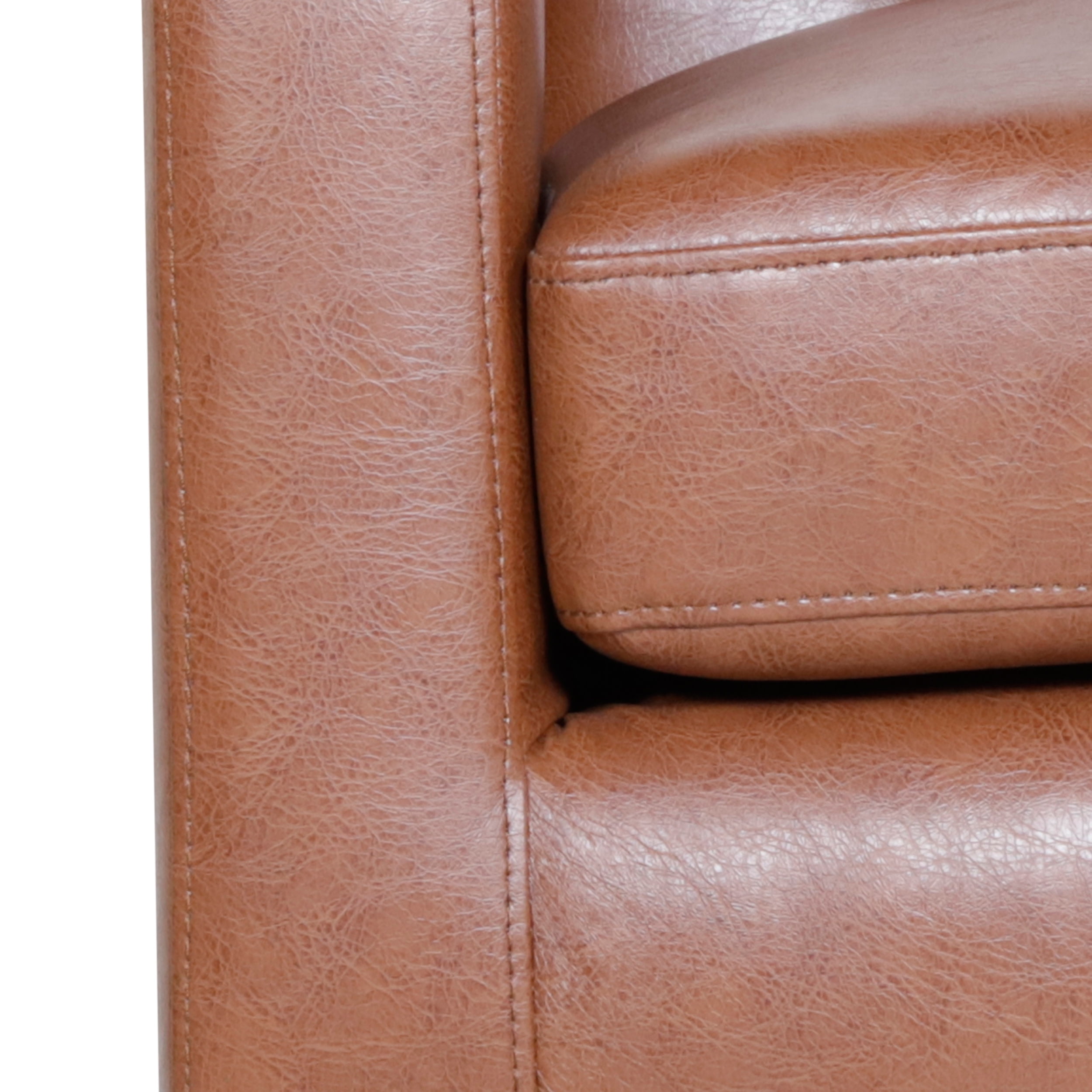 Noble House Annisa Faux Leather Club Chair, Cognac Brown and Espresso