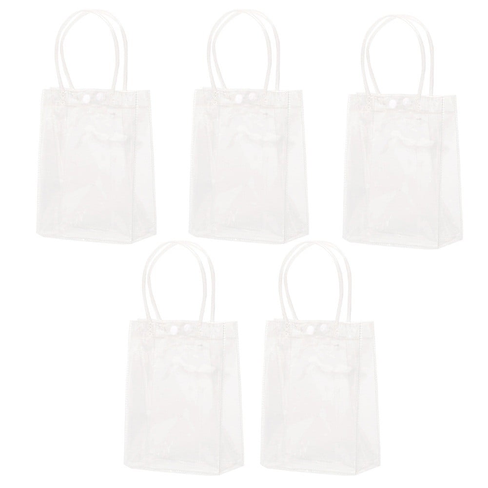 5Pcs Reusable Clear Pvc Plastic Tote Bag With Clear Handle Beautiful Gift Bag
