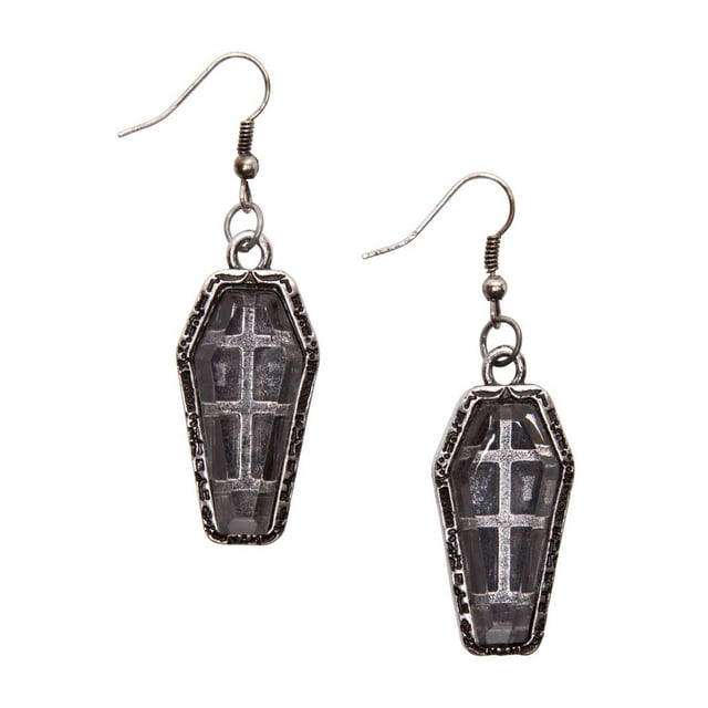 Steampunk Earrings - Coffin - Silver
