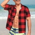 thumbnail image 5 of Lsque Buffalo Plaid Red Black pattern Hawaiian Shirt for Men, Unisex Summer Beach Casual Short Sleeve Button Down Shirts-X-Large, 5 of 9