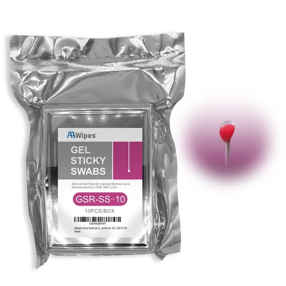 AAwipes ESD Sticky Dust Rods | Stainless Steel, 2.5mm/0.1 inch Red Round Head, 10 Packs, Medium Viscosity | Professional Silicone Gel Swabs for Camera Sensors, Semiconductors, PCB, etc. (GSR-SS-10)