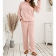 thumbnail image 2 of Pyjama en Molleton d'Hiver pour Femmes, Peluche, Chaud, Manches Longues, Ensemble de Survêtement et Pantalon, Vêtement de Nuit, 2 of 6