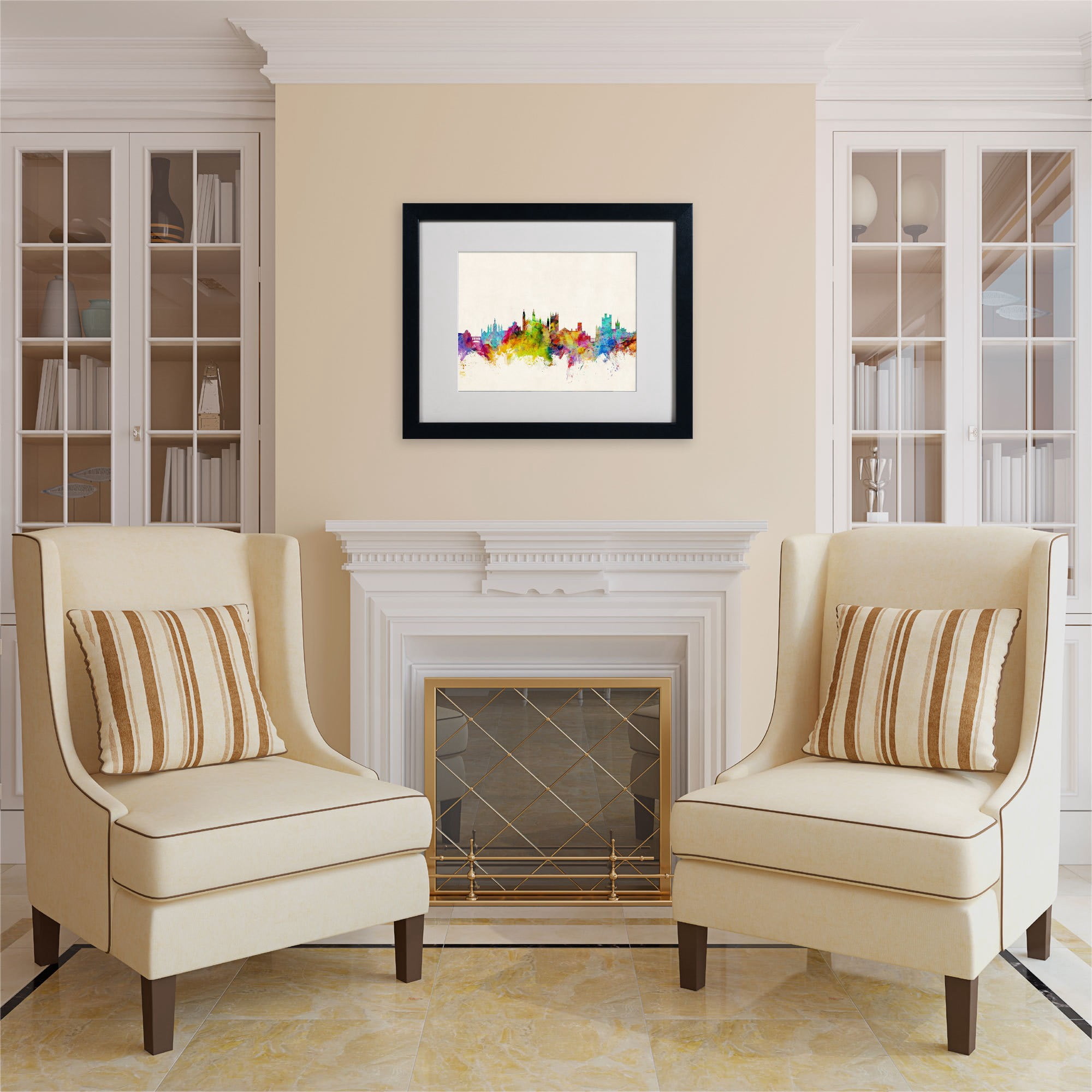 Trademark Fine Art "Cambridge England Skyline II" Canvas Art by Michael Tompsett, Wood Frame