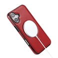 thumbnail image 2 of Magnetic for iPhone 16 Plus Vintage PU Leather Case, Business Invisible Stand [Compatible with Magsafe] Wireless Charging Ultra Slim Kickstand Phone Case Cover for iPhone 16 Plus, Red, 2 of 10