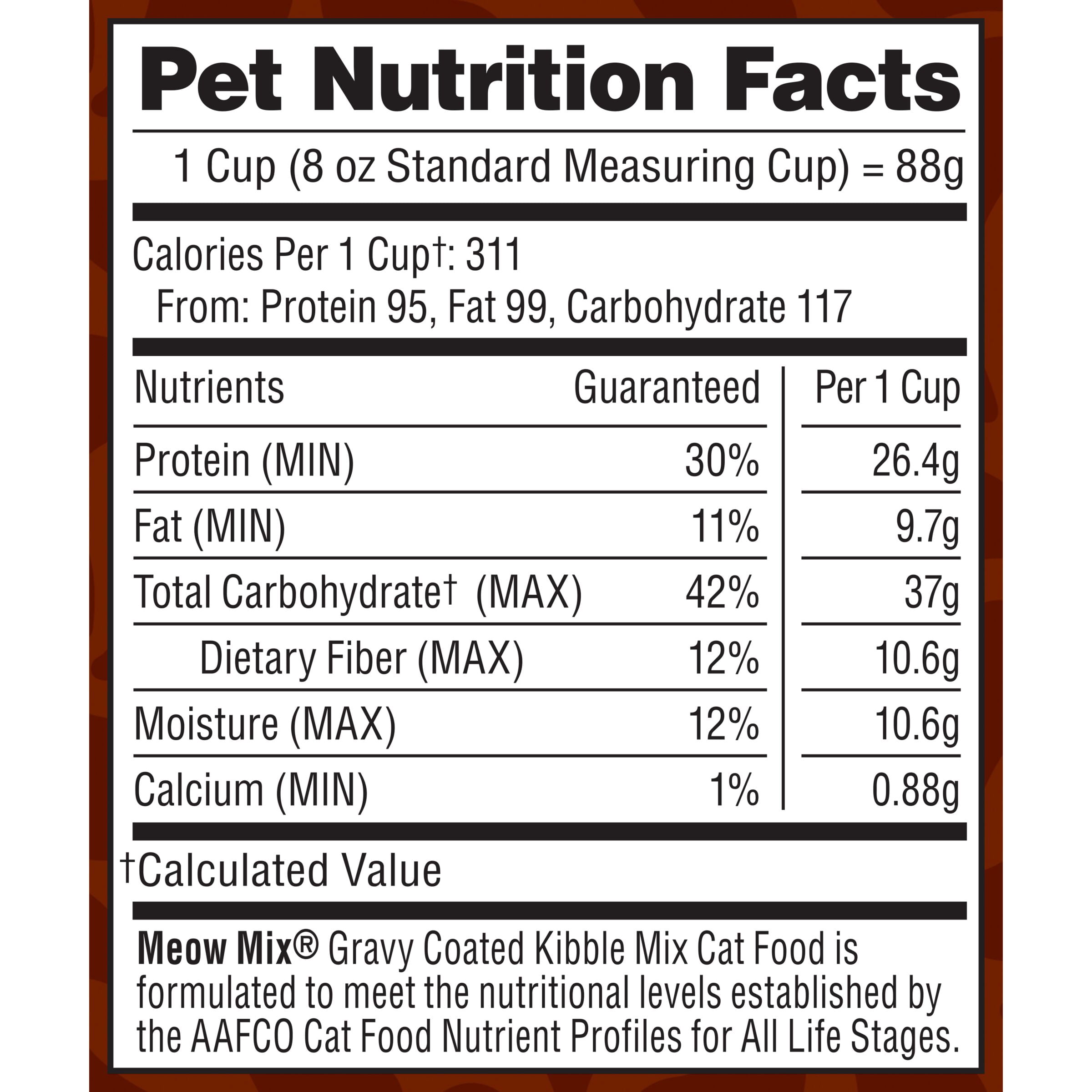 Meow Mix Gravy Coated Kibble Mix, Chicken Flavor Dry Cat Food, 3 Lb. Bag