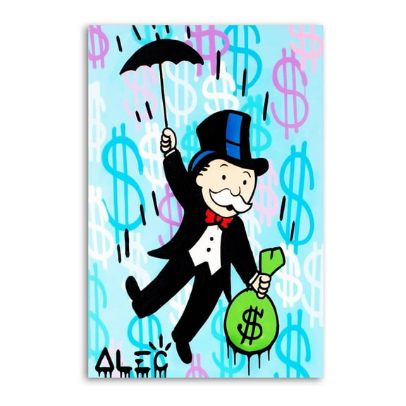 Alec Monopolys Umbrella Carry Away Money Bag Picture Print Wall Art Poster Painting Canvas Posters Artworks Gift Room Aesthetic 16x24inch(40x60cm)