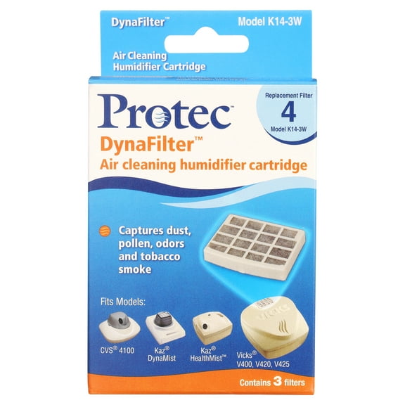 Protec DynaFilter Air Cleaning Humidifier Cartridge, 3 Pack