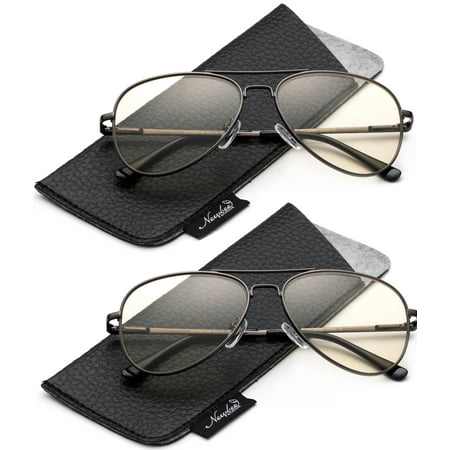 Kids Teens Blue Light Blocking Glasses - Anti Eyestrain - Computer Video Gaming Eyeglasses for Boys & Girls - Stylish Aviator Metal Frame with Spring Hinge Gaming Glasses