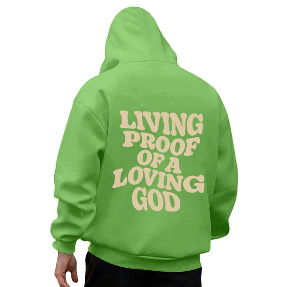 Christian Hoodies for Men Jesus Loves You Letter Graphic Faith Sweatshirt Y2K Oversized Long Sleeve Hooded Pullover