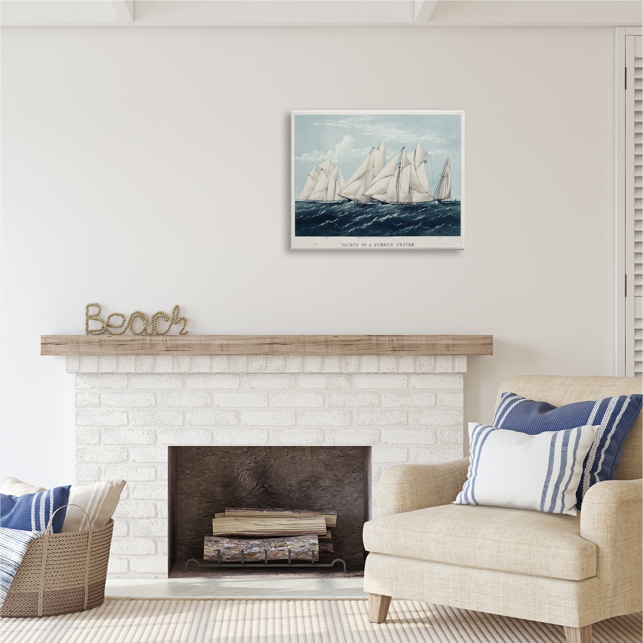 Stupell Industries Vintage Summertime Yachts Transportation Painting Gallery Wrapped Canvas Print Wall Art, 30 x 24