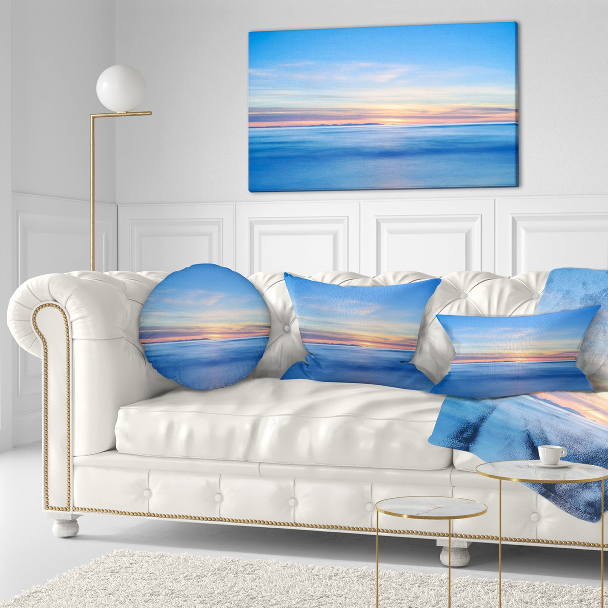 Designart 12" x 20" Blue Polyester Throw Pillow