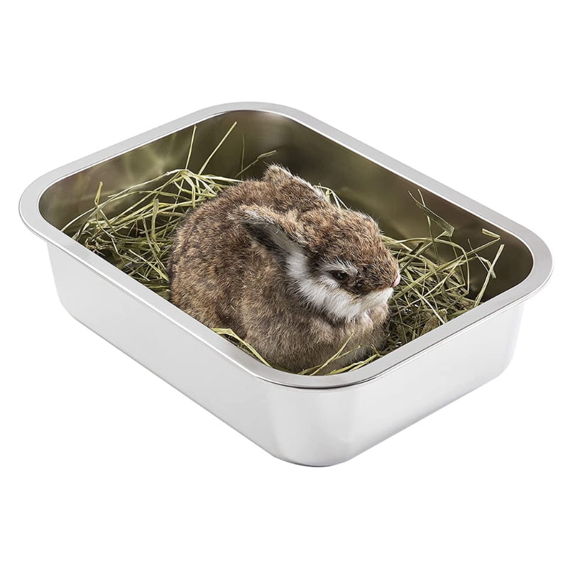Stainless Steel Litter Box for Cat and Rabbit Odor Control Litter Pan Pet Gift