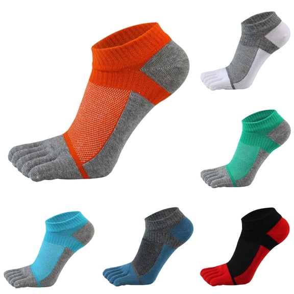 WMNTST Men's Five-toe Socks Low-Cut Color Block Socks Soft Breathable Classic Minimalist Home Wear Hosiery