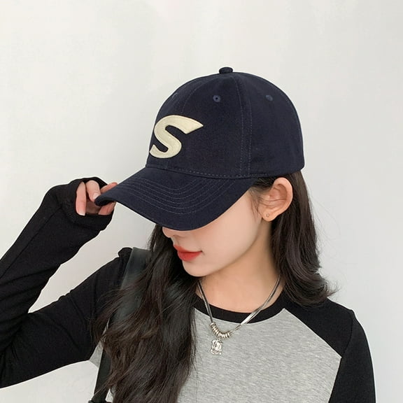 rygai Women Men Baseball Hat Letter Embroidery Solid Color Unisex Breathable Adjustable Anti-UV Hip Hop Sports Lady Peaked Hat Headwear,Blue
