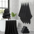 thumbnail image 6 of 18 Piece Family Bath Towel Set Include 6 Bath Towels,6 Hand Towels and 6 Washcloths Soft Bathroom Towel with Hanging Loops,Highly Absorbent Quick Dry Towels Set for Bathroom,Hotel and Spa-Black, 6 of 18