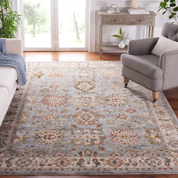 Safavieh Hamilton Denny Oriental Polyester Area Rug, Blue/Ivory, 6'7" x 6'7" Square