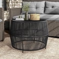 thumbnail image 6 of Afuera Living Wicker / Rattan Round Outdoor Coffee Table in Black, 6 of 20