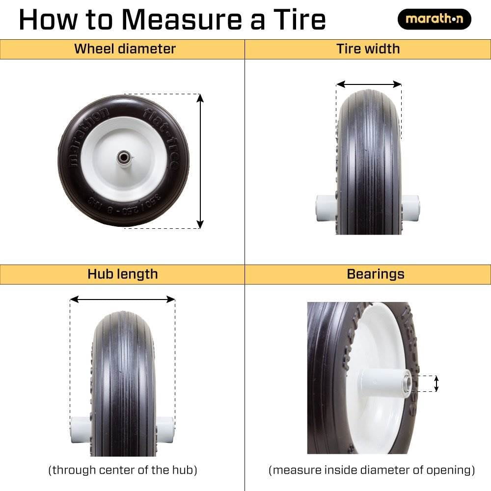 Marathon Tire 13 x 5-6, 3 Inch Hub Flat Free Turf Tread Riding Lawn Mower Tire