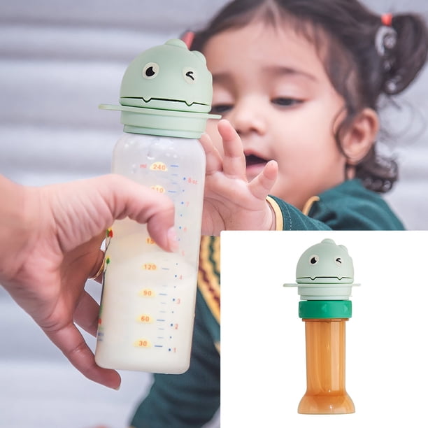 Adaptador para Biberón de Bebé con Diseño de Dinosaurio: Tapa con Boquilla para Convertir El Bebedero de Tu Bebé En Un Adaptador con Pajita, Tapa de Silicona Segura y Portátil para Viajes o Uso Diari