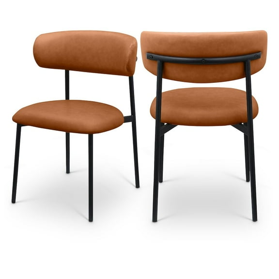Meridian Furniture Lupita Cognac Vegan Leather Dining Chair (Set of 2)