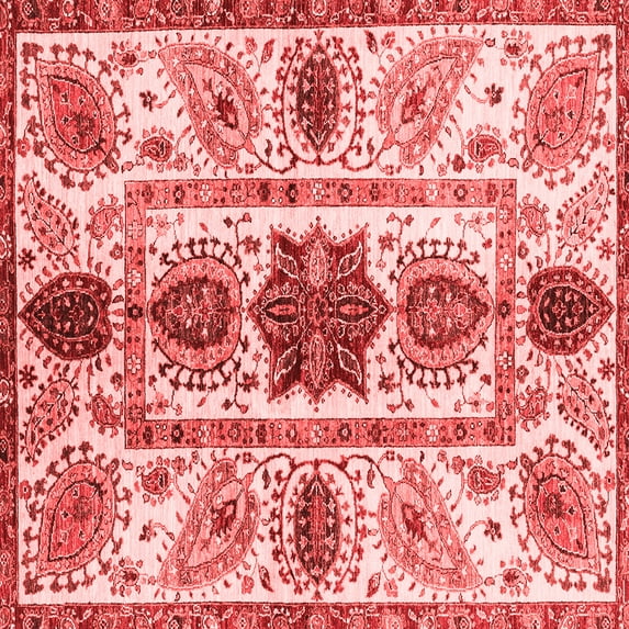 Ahgly Company Indoor Square Oriental Red Modern Area Rugs, 4' Square