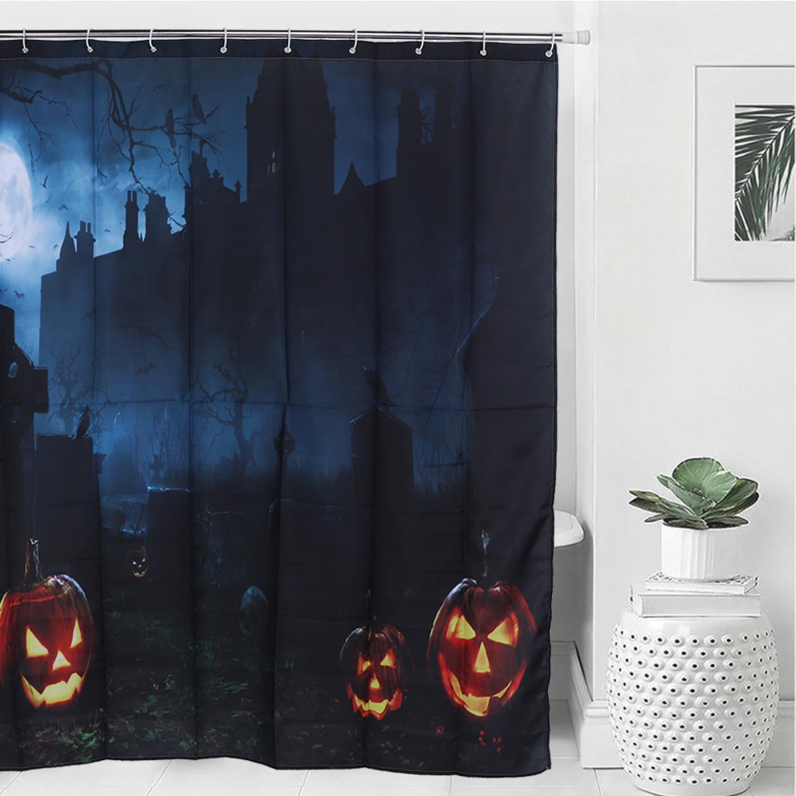 Halloween Pumpkin Waterproof Shower Curtain Cover Bathroom Supplies 188x188cm 