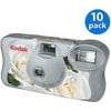 Kodak White Floral 'One-Time Use' Disposable Film Camera w/ Flash (10 Pack) for Wedding, Bridal Shower, Engagement Party