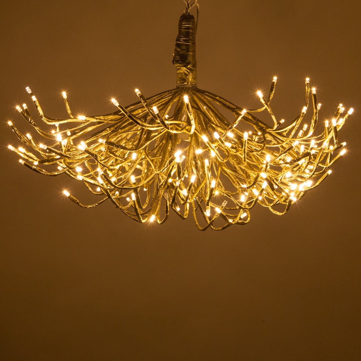 Wintergreen Lighting Starburst Lighted Branches, 24", Gold with 200 Warm White LED Twinkle Lights, Fully Shapeable, Plug-In