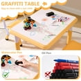 thumbnail image 3 of Kids Table & Chairs Set (2 Chairs), Height Adjustable Toddler Table and Chair Set for Kids Ages 3-8 with Graffiti Desktop, Learning & Art Activity Desk for Classroom, Home, Daycare, 3 of 7