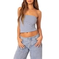 thumbnail image 1 of Gupgi Tube Tops for Women's Solid Color Slim Fit Bandeau Summer Off Shoulder Stripe Crop Tops, 1 of 9