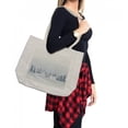 thumbnail image 2 of Winter Shopping Bag, Cold Season Scene in a Park Trees Foggy Misty Blurry Ice Freezing Weather Image, Eco-Friendly Reusable Bag for Groceries Beach and More, 15.5" X 14.5", Cream, by Ambesonne, 2 of 2
