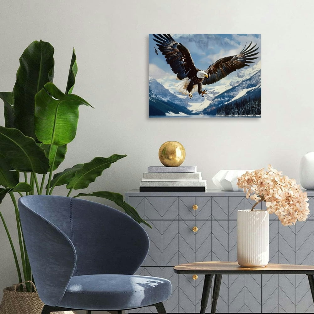 YILUYINQING Eagle Wings Mountains Canvas Print Wall Decor 20x16in