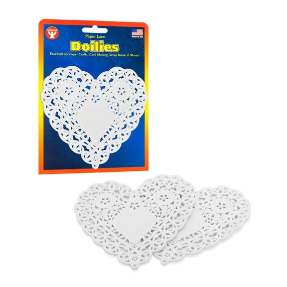Hygloss Heart-Shaped White Lace Paper Doilies – 4-Inch, 36-Count for Crafts & Parties