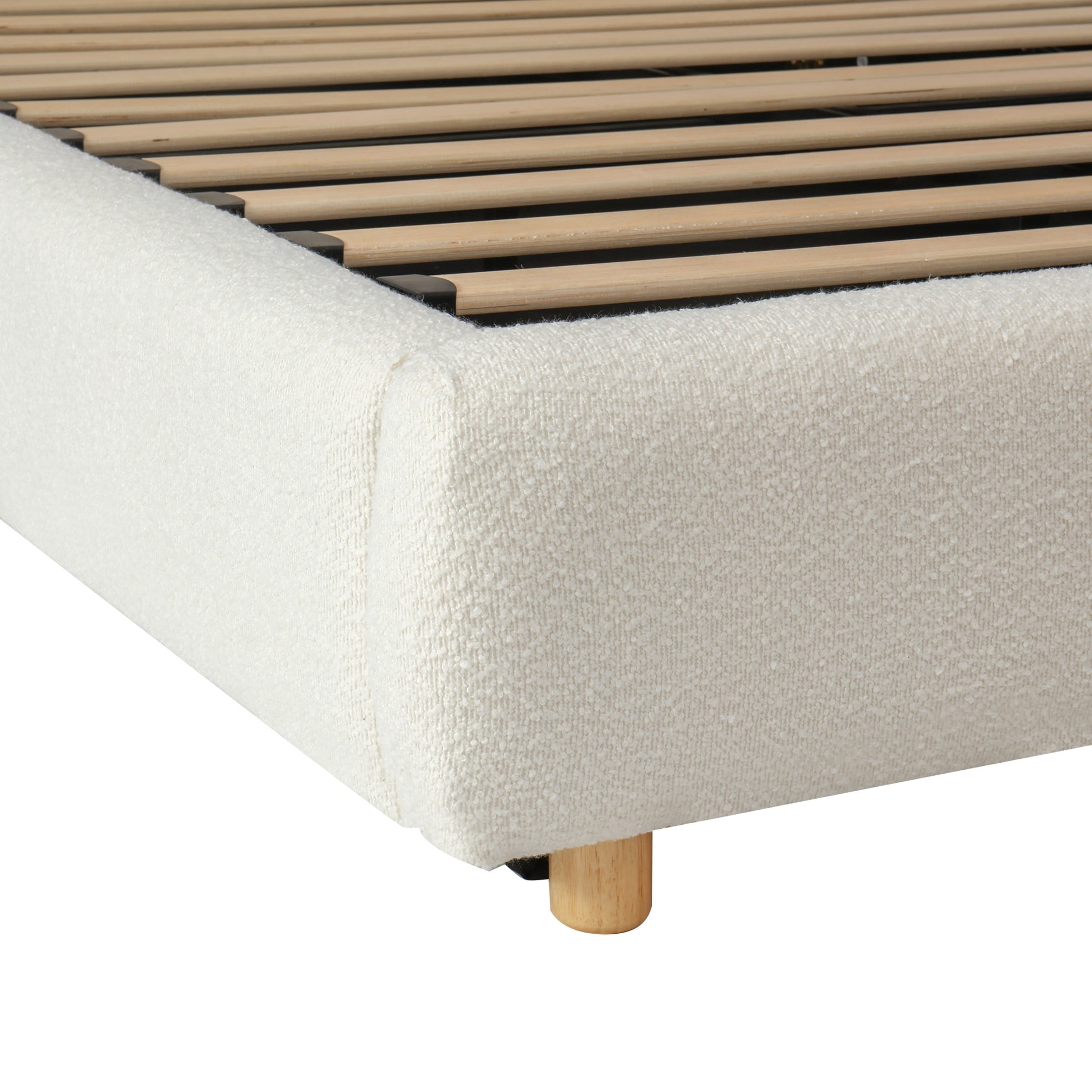 Christopher Knight Home King Hydraulic Lift Platform Storage Bed, Upholstered Curved Headboard, Cream White