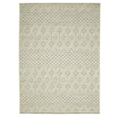 Tranquil Geometric Ivory Grey Indoor, Grey Indoor Outdoor Rug 8×10