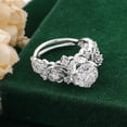 thumbnail image 4 of Blue Jewel Silver 14K White Gold Plated Rings - Brilliant 1.9 Ct Round Cut Diamond Rings - Flower Diamond Rings for Women's - Artistic Floral Diamond Rings for Women's - Proposal Gifts for Women's, 4 of 9