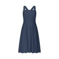 thumbnail image 4 of Up to 30% off Sundresses for Women 2025 Summer Saving, Womens Summer Sexy Strap Pleated Solid Sleeveless And Linen Backless Strapless Dress(Navy,XXL), 4 of 8