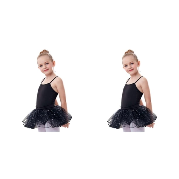 Traje de ballet Sonducket diseño simple para niña 130 cm Negro 2piezas