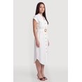 thumbnail image 2 of Women's Crepe Knit Button Front Belted Shirt Dress, 2 of 3