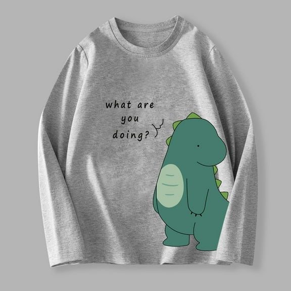 Delliss Toddler Baby Boy Sweatshirts 2-12 Years Kids Crewneck Dinosaur Printed Long Sleeve Pullover Sport Tops