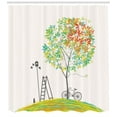 thumbnail image 3 of Ambesonne City Park Trees Shower Curtain, Bicycle Stairs Bird, 69"Wx75"L, Multicolor, 3 of 3