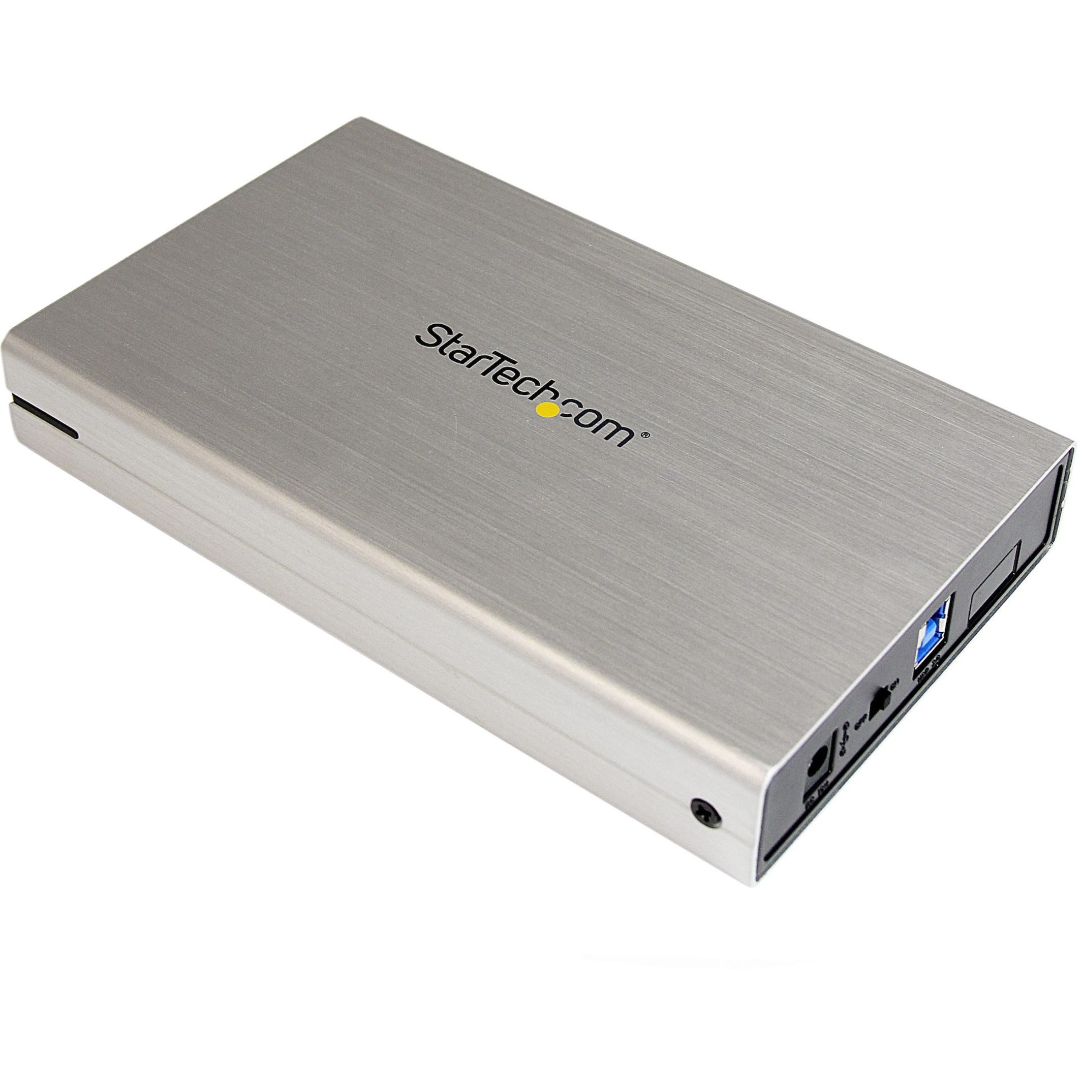 StarTech S3510SMU33 3.5in Silver Aluminum USB 3.0 External SATA III SSD / HDD Enclosure with UASP - Portable USB 3 3.5" SATA Hard Drive Enclosure - image 2 of 3