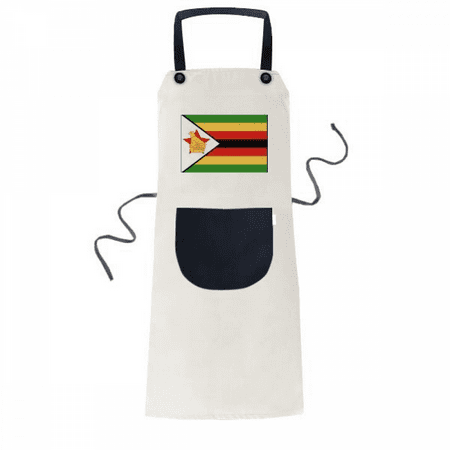 

Zimbabwe National Flag Africa Country Apron Adjustable Bib Cotton Linen BBQ Kitchen Pocket Pinafore