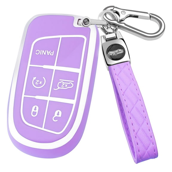 for Jeep Key Fob Cover with Keychain,Soft TPU Key Case Shell Full Protection for Grand Cherokee Renegade Chrysler 200 300 Dodge RAM Durango Challenger Journey Dart Compass Charger