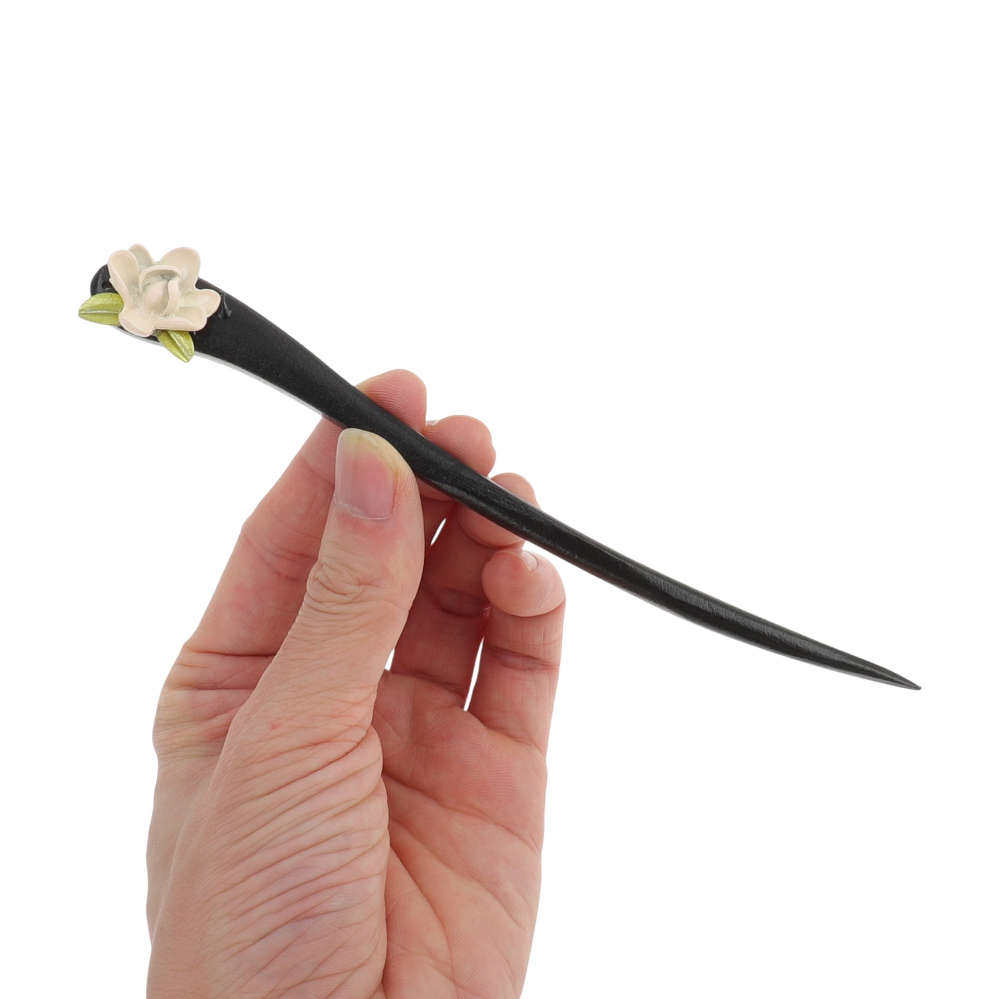 Unique Bargains Comfortable No Slip Teardrop Hair Chopstick for Women 1 Pc ["Floral"]